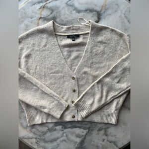 Love Tree Cropped Cream Chenille Cardigan L